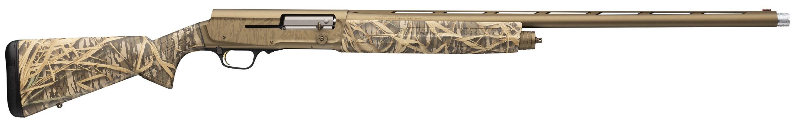 Browning A5 Wicked Wing semi-auto shotgun in Mossy Oak Shadow Grass Habitat with bronze receiver and 28-inch barrel