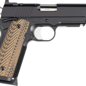 Dan Wesson Specialist Commander 1911 pistol in .45 ACP with black finish and fixed tritium night sights, right-side profile view