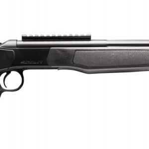 CVA Scout XP single shot rifle in .35 Whelen with 20-inch threaded barrel and black synthetic stock