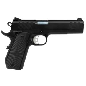 Tisas 1911 Duty Bobtail semi-automatic pistol in black, .45 ACP, 5-inch barrel, right-side profile view