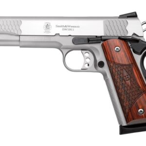 Smith & Wesson SW1911 E-Series .45 ACP 5" Full-Size Pistol – Matte Stainless with Wood Laminate Grips
