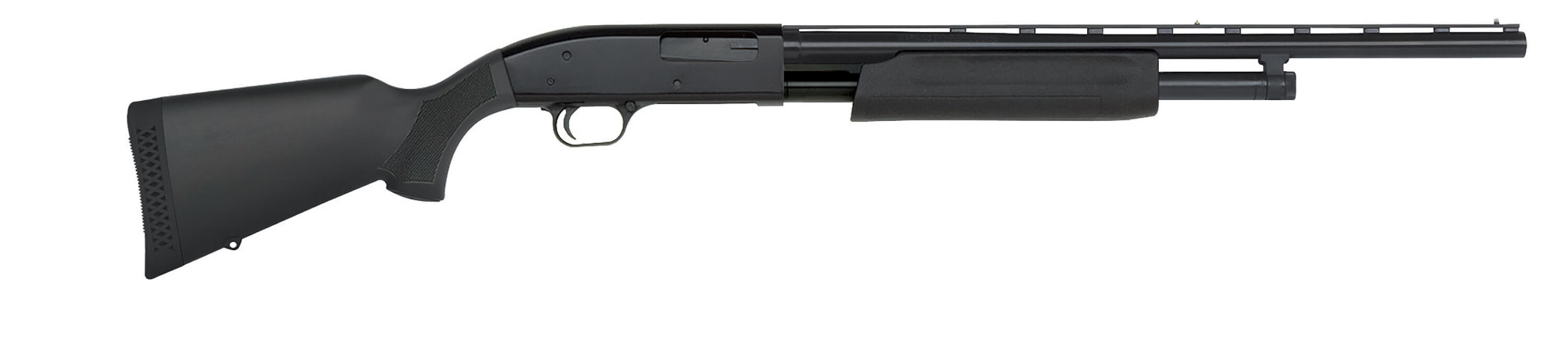Mossberg Maverick 88 Bantam Compact 20 gauge pump-action shotgun with 22-inch blued barrel and black synthetic stock