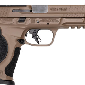 Smith & Wesson M&P M2.0 9mm pistol in Flat Dark Earth with threaded barrel and optic-cut slide
