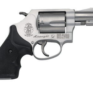 Smith & Wesson Model 637 .38 Special revolver with 1-7/8 inch stainless barrel and silver alloy frame, right-side profile view