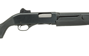 Savage Arms 320 Security 12 gauge pump-action shotgun with 18.5-inch barrel, ghost ring sights, and matte black synthetic stock