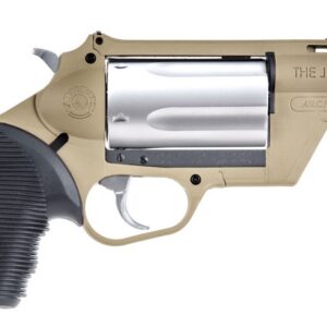 Taurus Public Defender Polymer .410/.45 Colt revolver with Flat Dark Earth frame, stainless cylinder, and 2-inch barrel