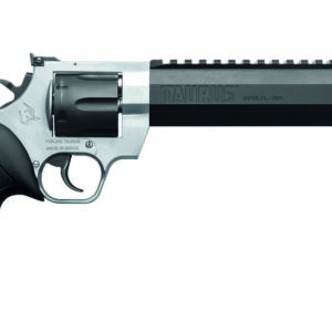 Taurus Raging Hunter .454 Casull revolver with 8.38-inch blued barrel and silver frame, left side view