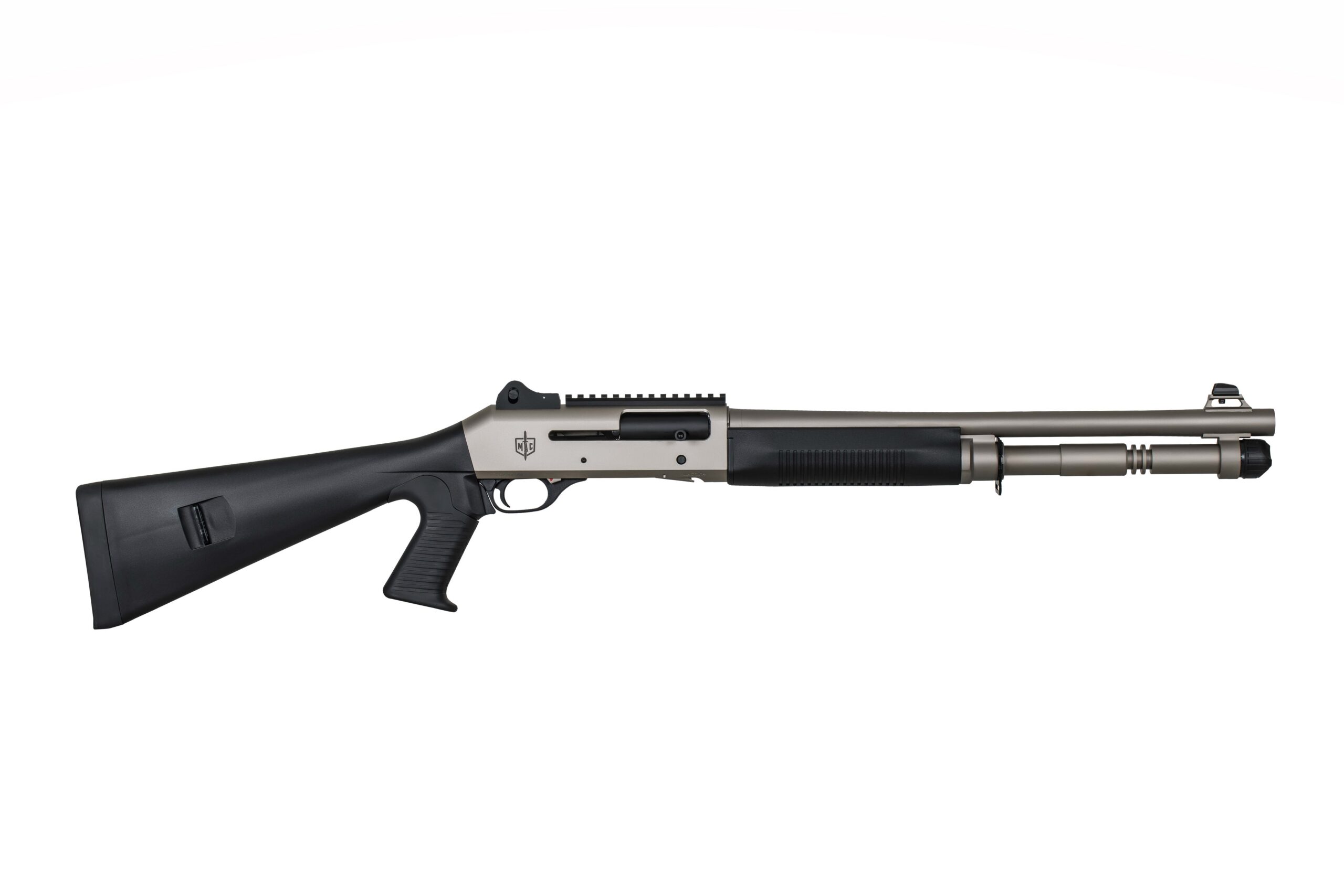 Military Armament Corp MAC 1014 Marine semi-automatic 12 gauge shotgun with 18.5-inch electroless nickel barrel and ghost ring sights