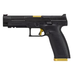 CZ P-10 F Comp 9mm striker-fired pistol in black with optic-cut slide and fiber optic front sight