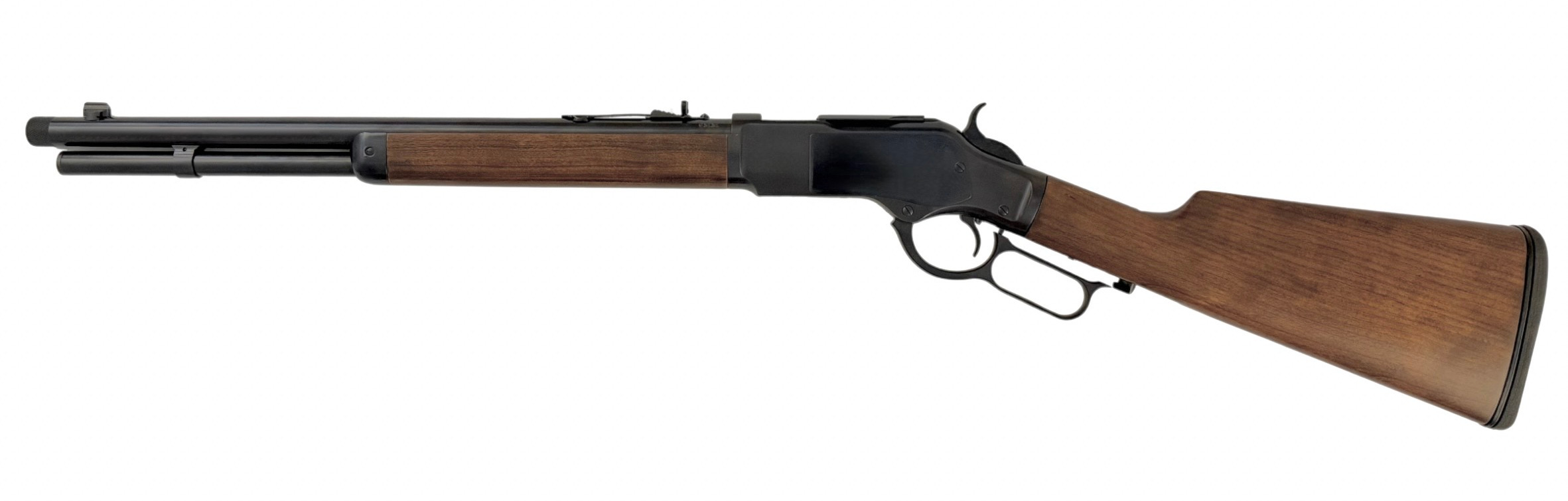 Taylor's & Company TC73 9mm lever-action rifle with 18-inch threaded barrel, blued finish, and wood stock