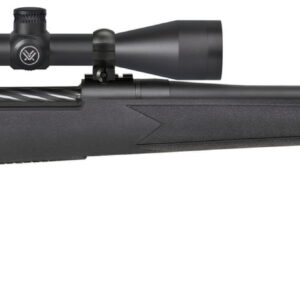 Mossberg Patriot .450 Bushmaster bolt-action rifle with 20-inch threaded barrel, blued finish, and black synthetic stock