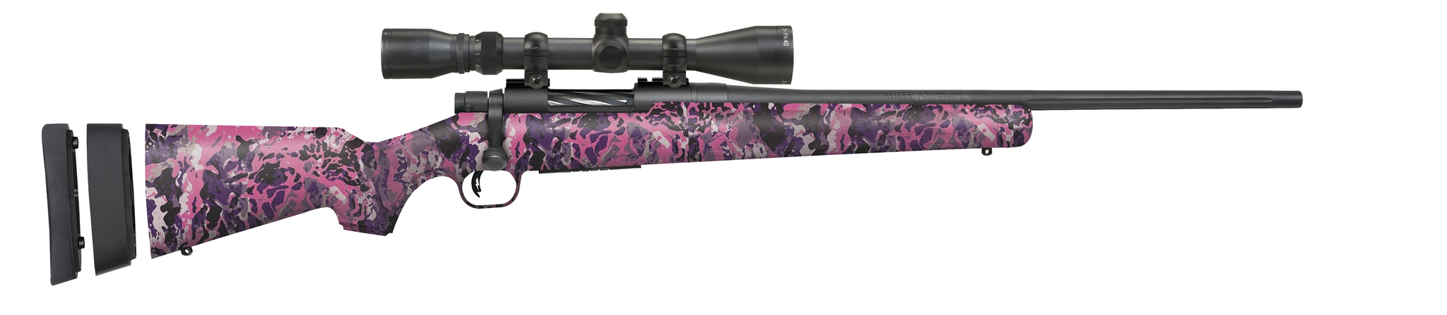 Mossberg Patriot Super Bantam .350 Legend bolt-action rifle in Muddy Girl camo finish with fluted 22-inch barrel