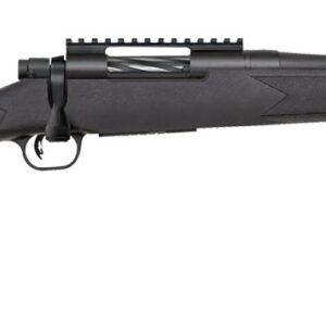 Mossberg Patriot bolt-action rifle in .350 Legend with 18-inch threaded barrel and black synthetic youth stock