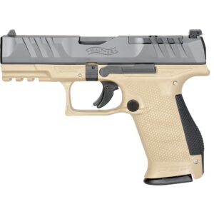 Walther Arms PDP Compact 9mm 4-inch optics-ready pistol in black and tan finish with adjustable sights