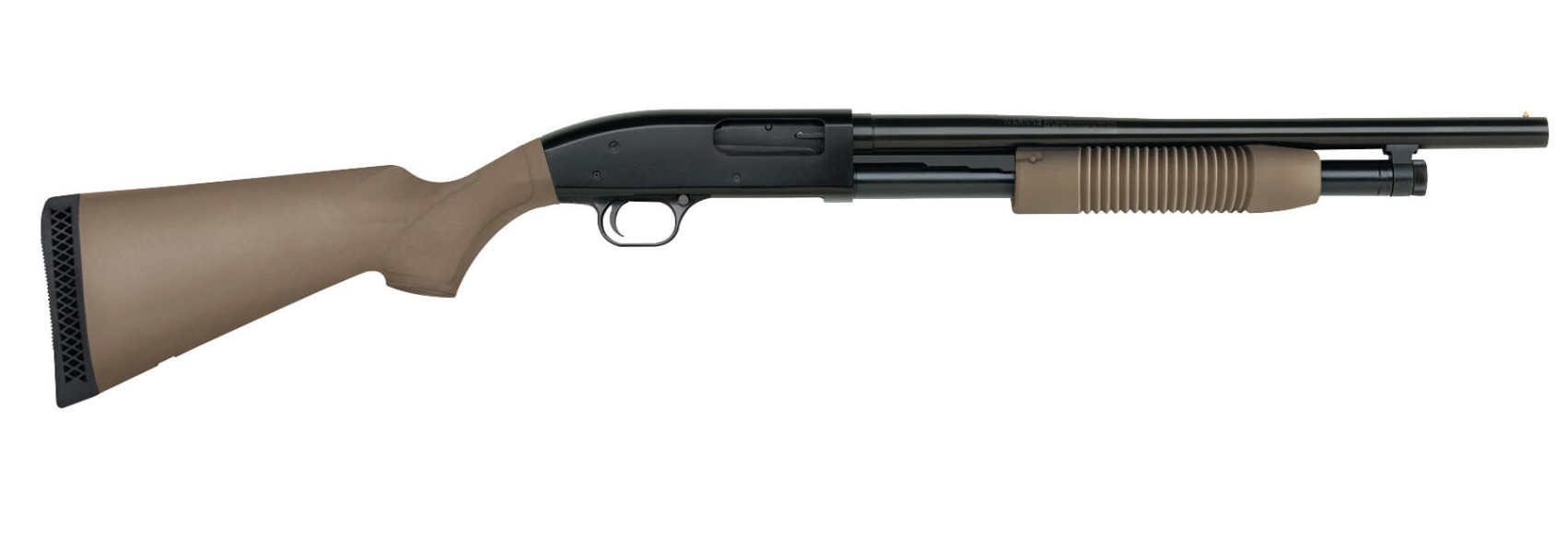 Mossberg Maverick 88 pump-action shotgun in 12 gauge with 18.5-inch blued barrel and bead front sight