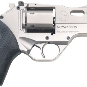 Chiappa Rhino 30DS 10mm SAO revolver with 3-inch barrel and nickel finish, left side view