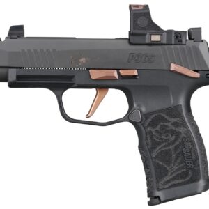SIG SAUER P365 ROSE XL 9mm pistol with ROMEO Zero red dot and night sights, right-side profile view