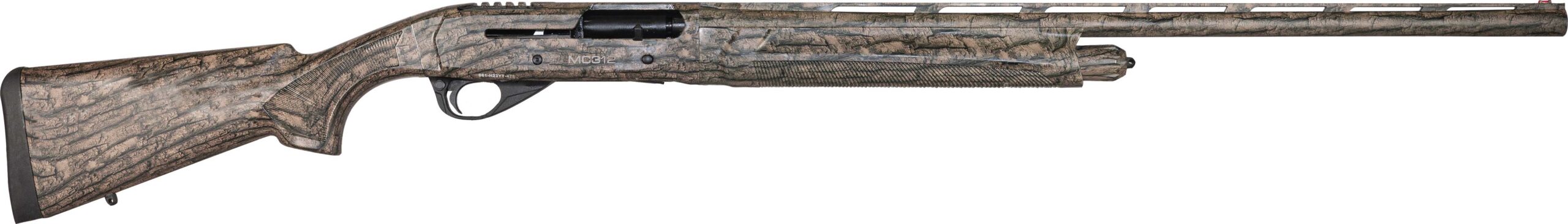 EAA Girsan MC312 semi-automatic 12 gauge shotgun with 28-inch barrel in camo finish, right side view