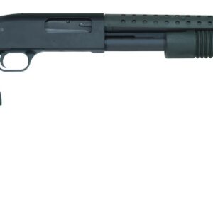 Mossberg 590 Persuader 12 gauge pump action shotgun with 20-inch matte blued barrel and pistol grip kit