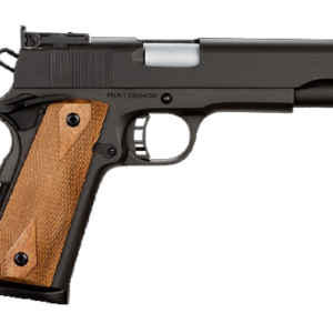 Rock Island Armory M1911-A1 Pro Match .45 ACP 5-inch black single-action pistol with adjustable sights and beavertail grip safety