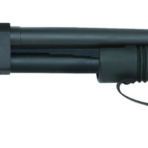 Mossberg 590S Shockwave 12 gauge pump action pistol grip firearm with 18.5-inch matte blued barrel and synthetic Raptor grip