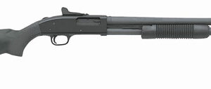 Mossberg 590A1 12 Gauge pump action shotgun with 20-inch barrel and ghost ring sights in matte black finish