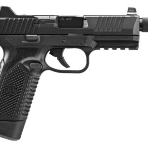 FN 545 Tactical .45 ACP semi-automatic pistol in black with optic-cut slide and suppressor-height night sights