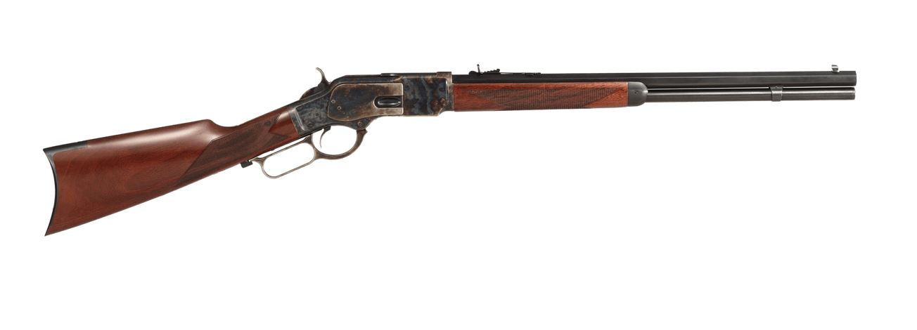 Taylor's & Company 1873 lever action rifle in .357 Magnum with 20-inch blued barrel and wood stock