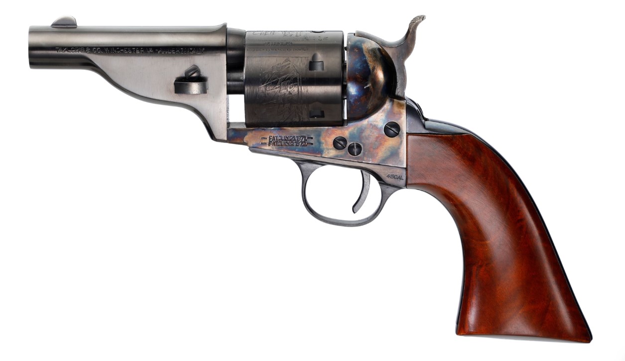 Taylor's and Company Hickok Conversion Single Action Revolver in .45 Colt with 3.5 inch blued barrel and wood grips