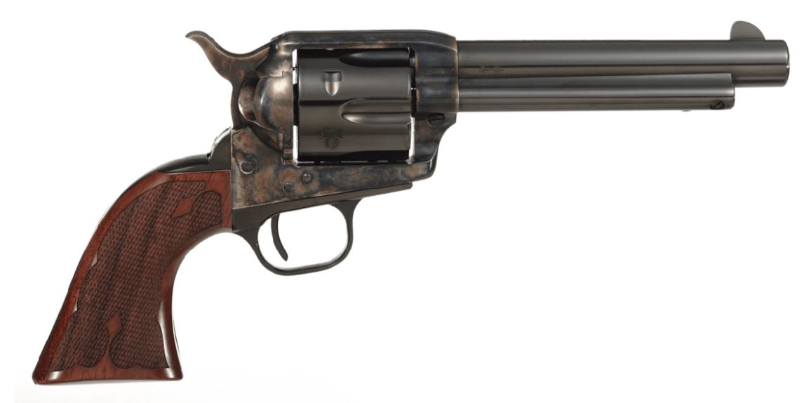 Taylor's & Company Gambler single action revolver in .45 Long Colt with 5.5 inch blued barrel and wood grips