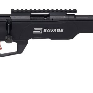 Savage B22 Magnum Precision bolt-action rifle in .22 WMR with 18-inch threaded matte black barrel and black chassis