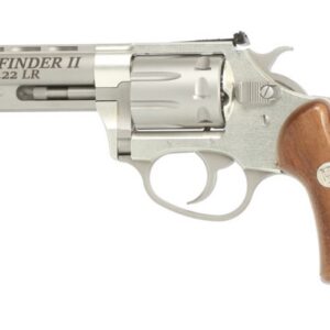 Charter Arms Pathfinder II .22 LR stainless revolver with wood grips and 3.5 inch barrel, right side view