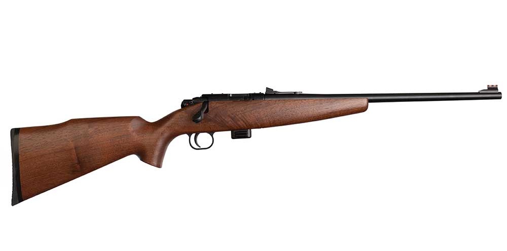 Keystone Sporting Arms Crickett 722 Precision Competitor .22 LR bolt-action rifle with blued finish and wood stock
