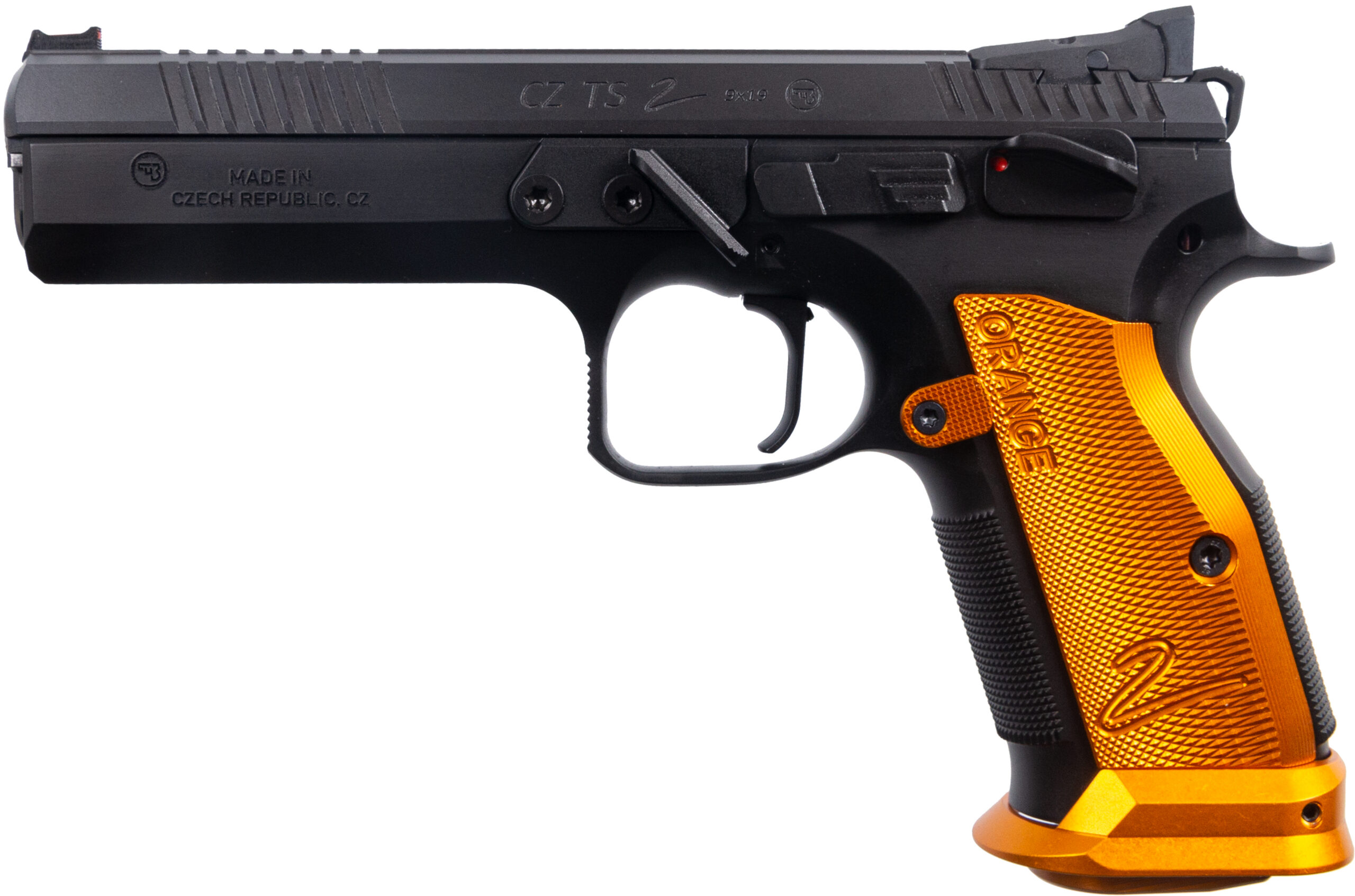 CZ TS2 SA 9MM FS 20RD - BLACK POLYCOAT ORANGE GRIP