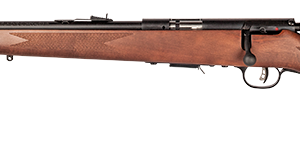 Savage Arms 93GL left-hand bolt-action rifle in .22 WMR with blued finish and wood stock, 21-inch barrel