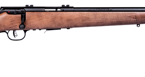 Savage Arms 93R17GV bolt-action rifle in .17 HMR with 21-inch heavy barrel, matte blued finish, and wood stock