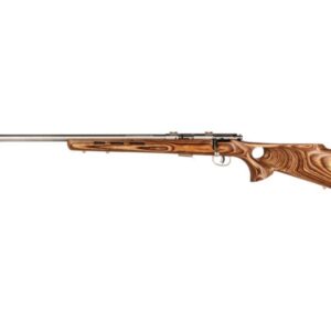 Savage Arms Model 93 left-hand bolt-action rifle in .17 HMR with stainless barrel and silver laminate thumbhole stock