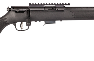 Savage Arms 93 bolt-action rifle chambered in .17 HMR with 16.5-inch threaded barrel, matte blued finish, and black synthetic stock