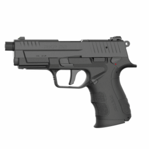 Retay RXP22 semi-auto pistol in black chambered in .22 LR with threaded barrel and fiber optic sights