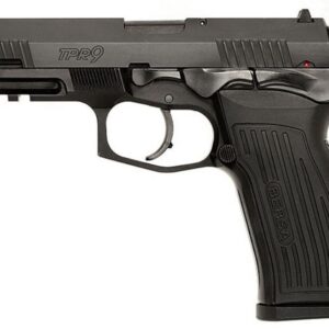 Bersa TPR9 9mm semi-automatic pistol with matte silver finish, 4.25-inch barrel, and serrated slide