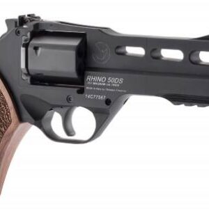 Chiappa Rhino 50DS 9mm revolver with 5-inch black barrel and adjustable fiber optic sights, right side view