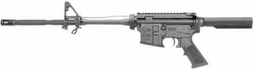 Colt LE6920-OEM1 AR-15 semi-automatic carbine in black with 16.1-inch barrel and front sight, chambered in 5.56 NATO