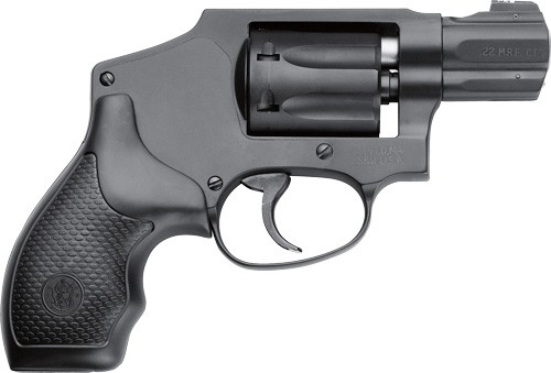 Smith & Wesson 351C AirLite .22 WMR revolver with matte black finish, rubber grips, and 1.875-inch barrel on a white background