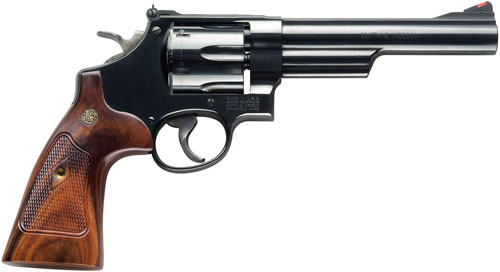 Smith & Wesson Model 57 Classic .41 Remington Magnum revolver with 6-inch blued barrel and checkered walnut grip, right-side profile view