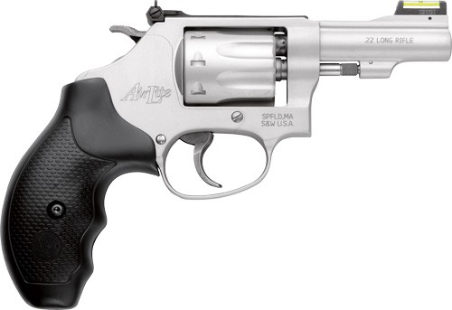 Smith & Wesson 317 AirLite .22 LR 3-inch 8-shot revolver with HI-VIZ fiber optic front sight and rubber grip, matte stainless finish