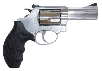 Smith & Wesson Model 60 .357 Magnum 3-inch stainless steel 5-shot revolver with black rubber grips and adjustable rear sight