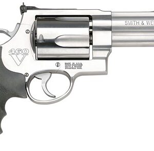 Smith & Wesson 460XVR revolver with 5-inch stainless barrel and black rubber grip, chambered in .460 S&W Magnum