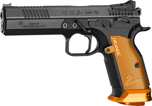 CZ TS2 SA 9MM FS 20RD - BLACK POLYCOAT ORANGE GRIP - Image 2