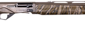 Weatherby Sorix Turkey 12 gauge semi-automatic shotgun with 24-inch barrel in Mossy Oak Bottomland camo and grey receiver