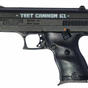 Hi-Point C9 Yeet Cannon G1 9mm semi-automatic pistol in black with engraved slide serrations and 3.5-inch barrel